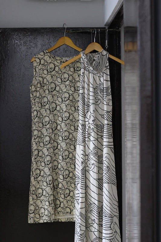 Vintage White Design No Sleeve One-Piece x2点