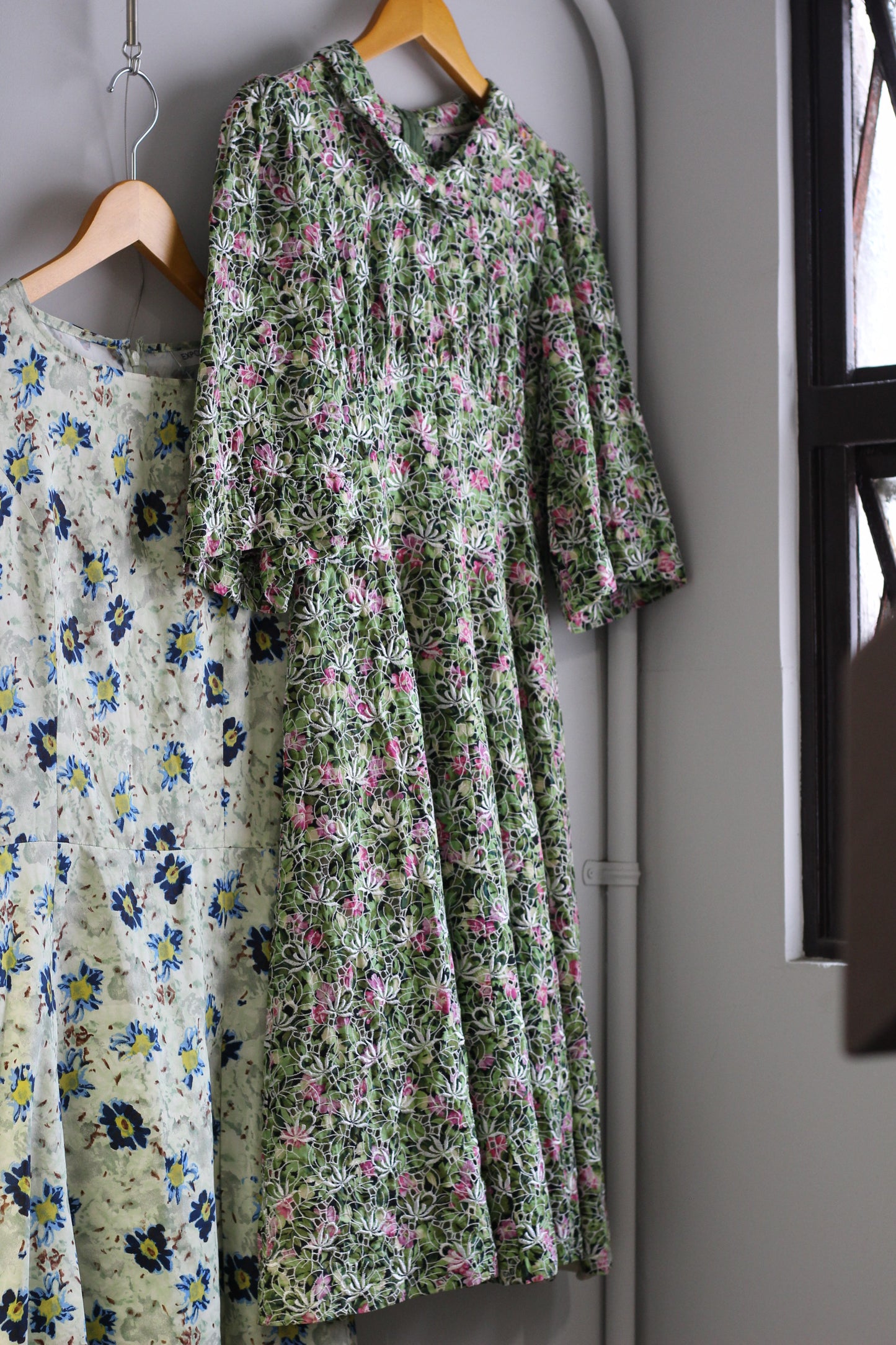 Vintage Green Flower Short Sleeve One-Piece x2点