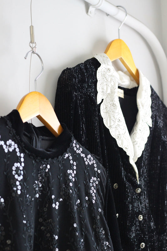 Vintage Black Velour Top x3点