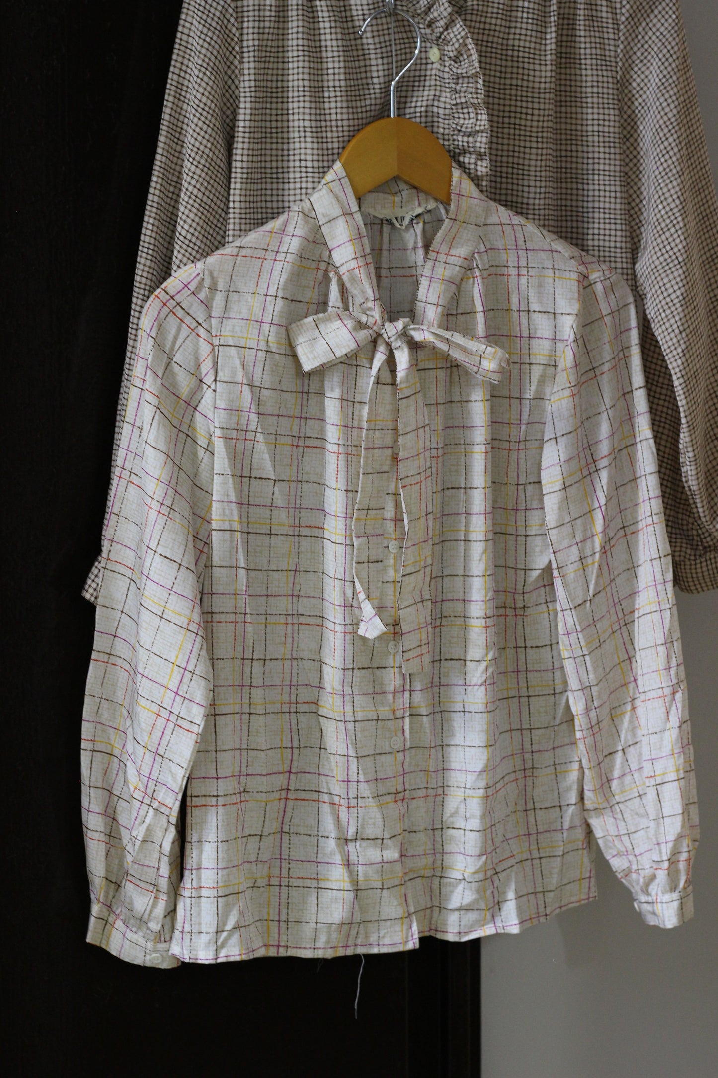 Vintage Girly Check Long Sleeve Blouse x3点