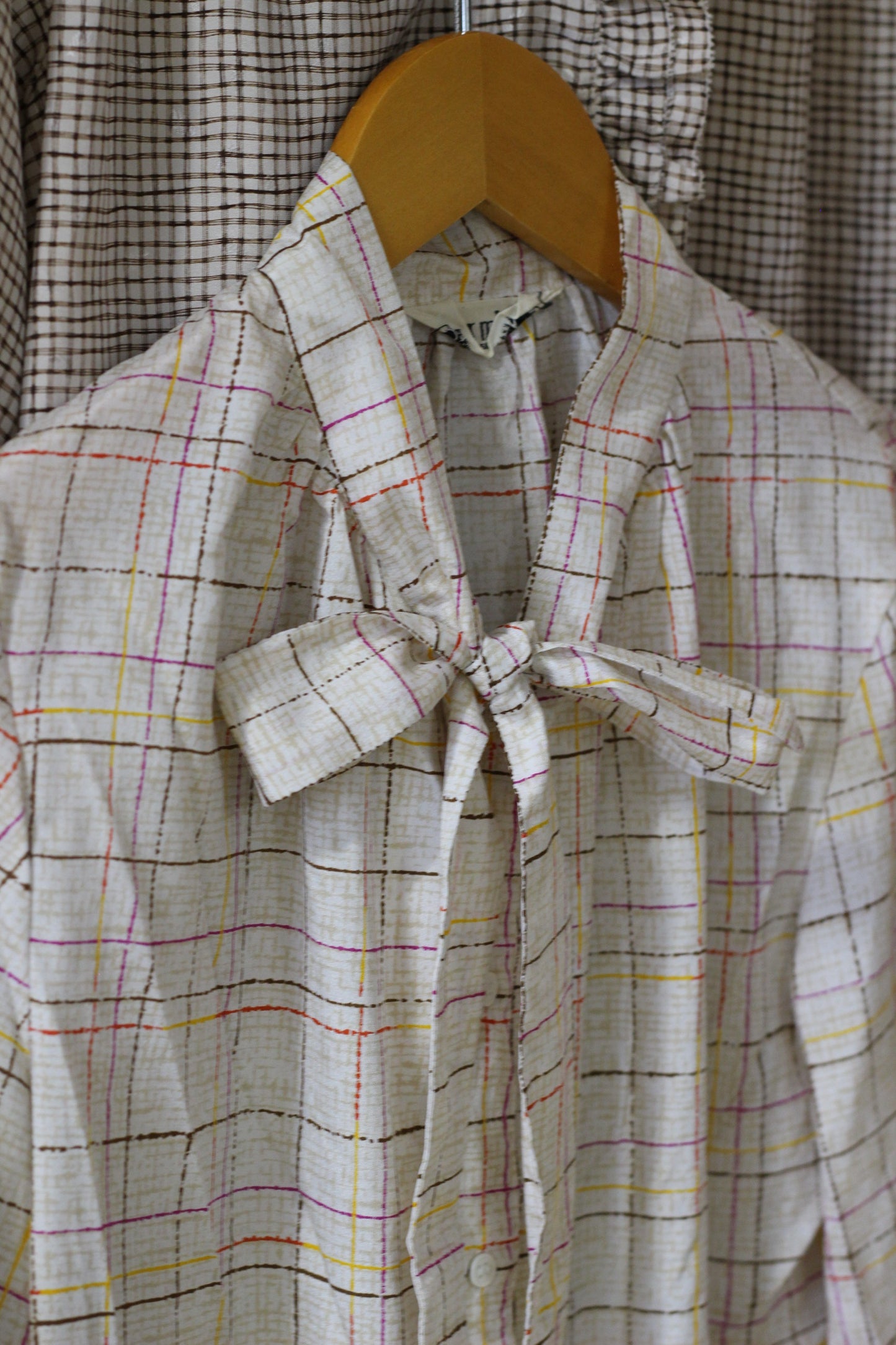 Vintage Girly Check Long Sleeve Blouse x3点