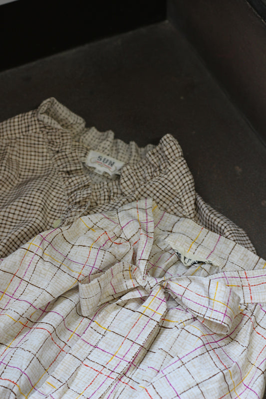 Vintage Girly Check Long Sleeve Blouse x3点