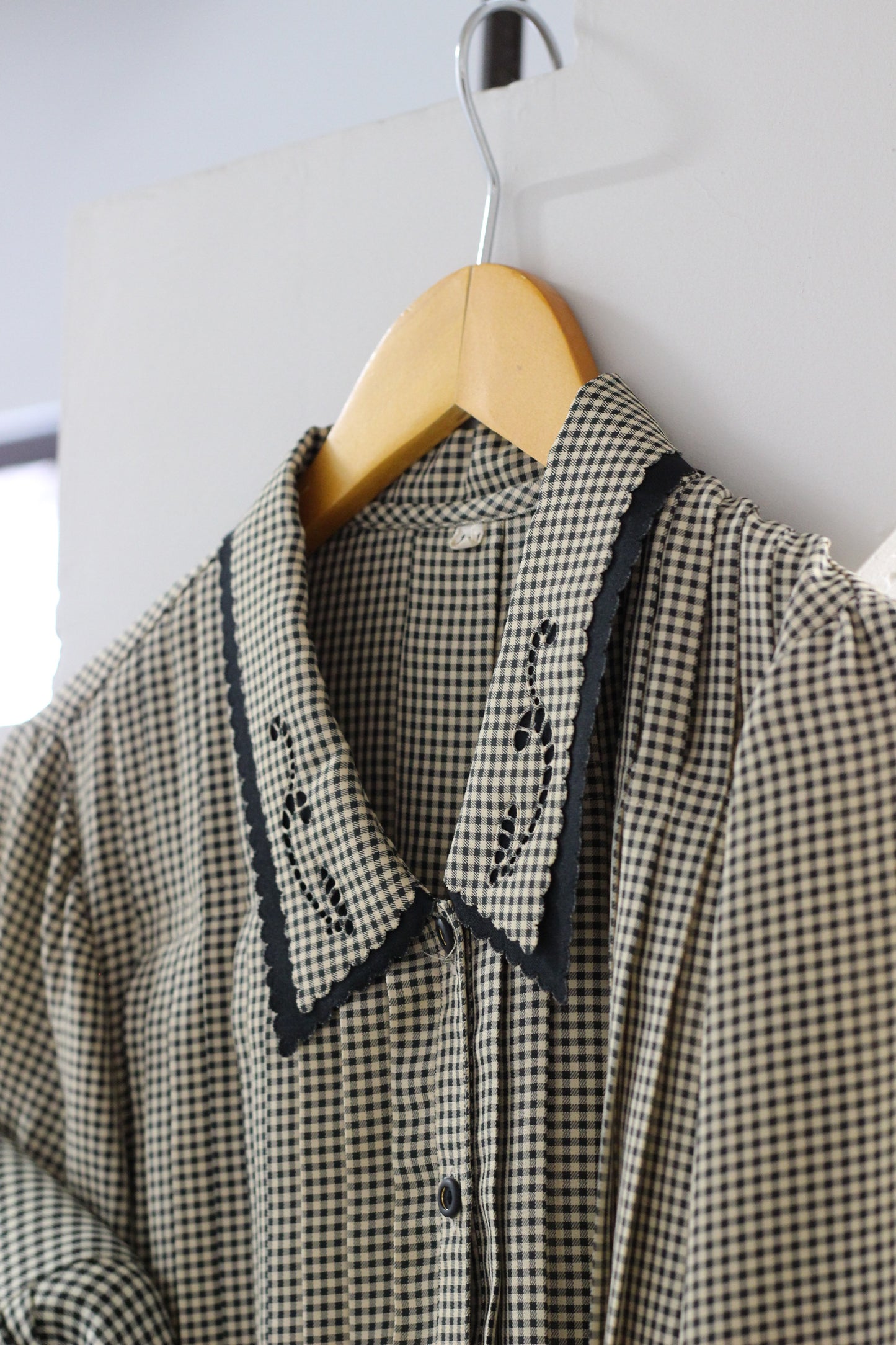 Vintage Gingham Check Long Sleeve Blouse x3点