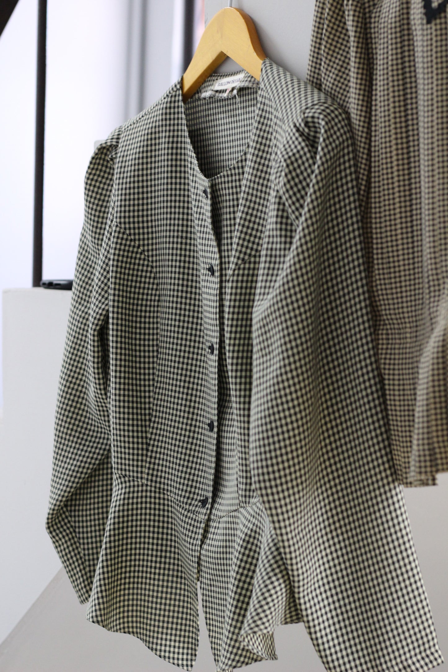 Vintage Gingham Check Long Sleeve Blouse x3点