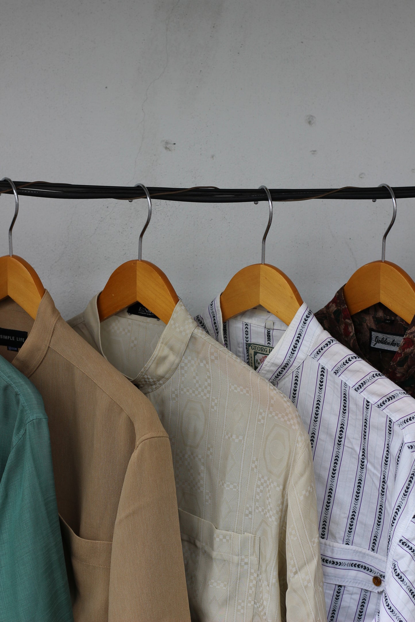 Men's Long Sleeve Band Collar Shirt x7点