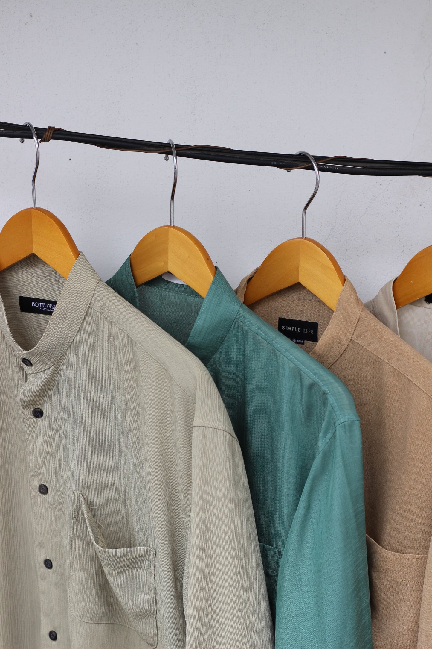 Men's Long Sleeve Band Collar Shirt x7点