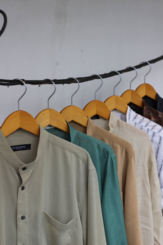 Men's Long Sleeve Band Collar Shirt x7点