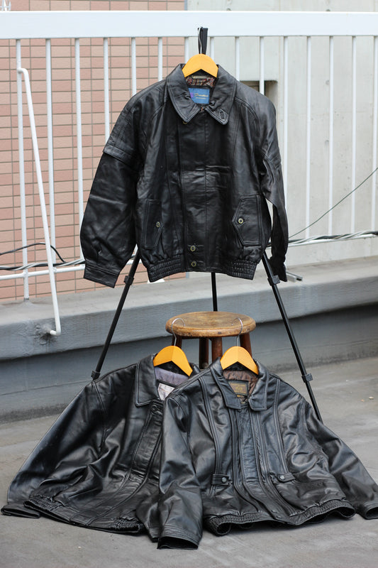 Men's Black Short Leather Jacket x6点