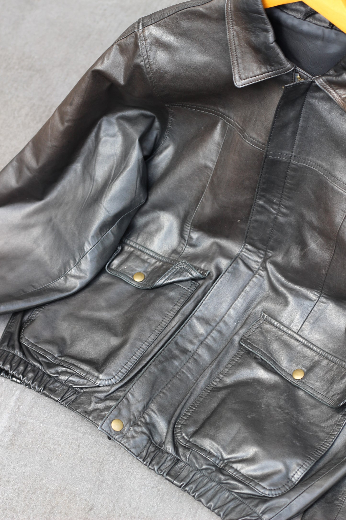 Men's Front Pocket Leather Jacket x3点