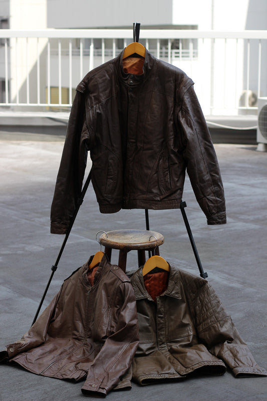 Men's Brown Short Leather Jacket x5点