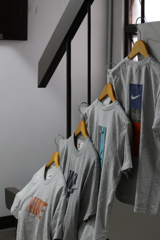 00's Old NIKE Swoosh Print Gray T-Shirt x4点