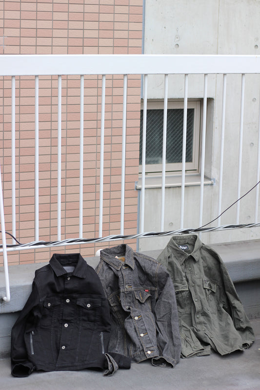 Men's Black Denim Jacket x3点