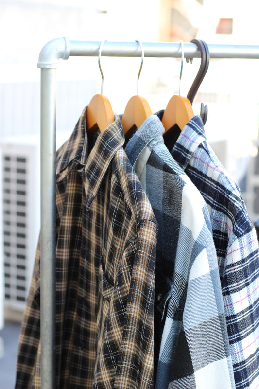 Men's Black Check Flannel Shirt x3点