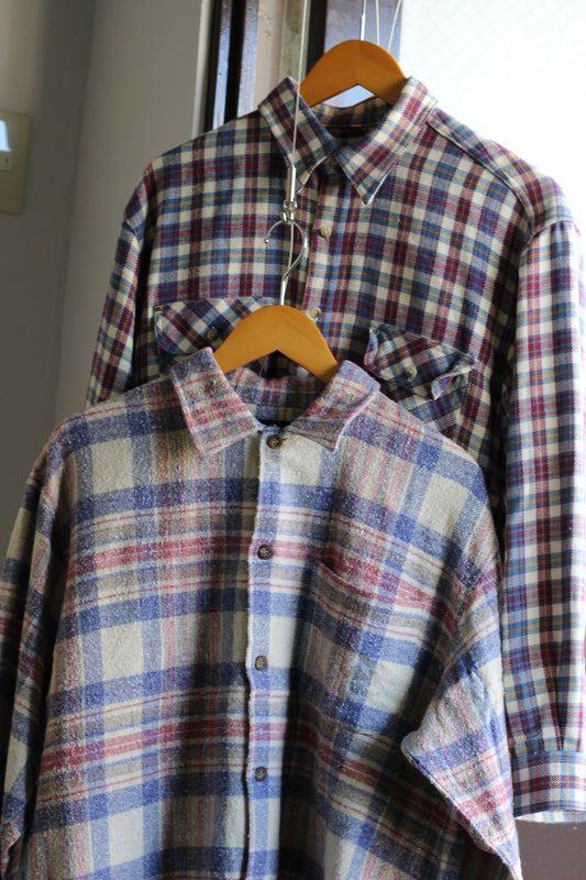 Men's Purple Check Flannel Shirt x2点