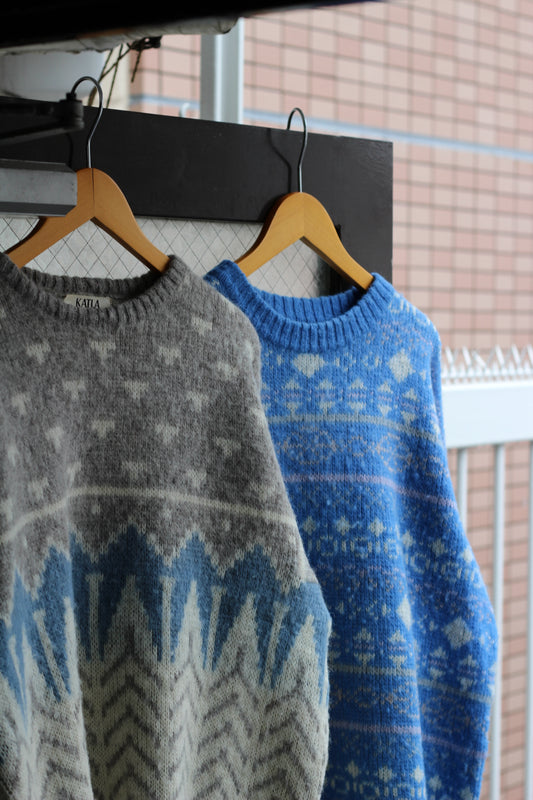 80-90’s Made In Iceland Vintage Nordic Pattern Knit Sweater set x2点