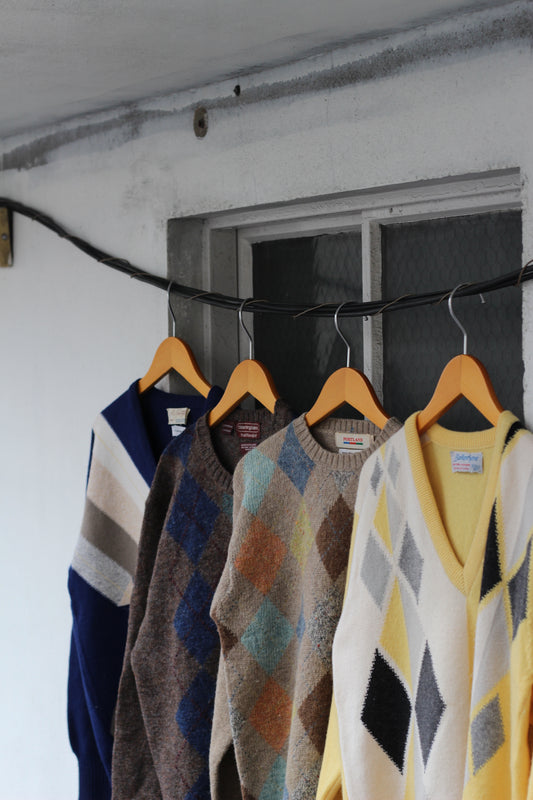 80-90’s Ballantyne & Made In Scotland Vintage Argyle Knit Sweater set x4点