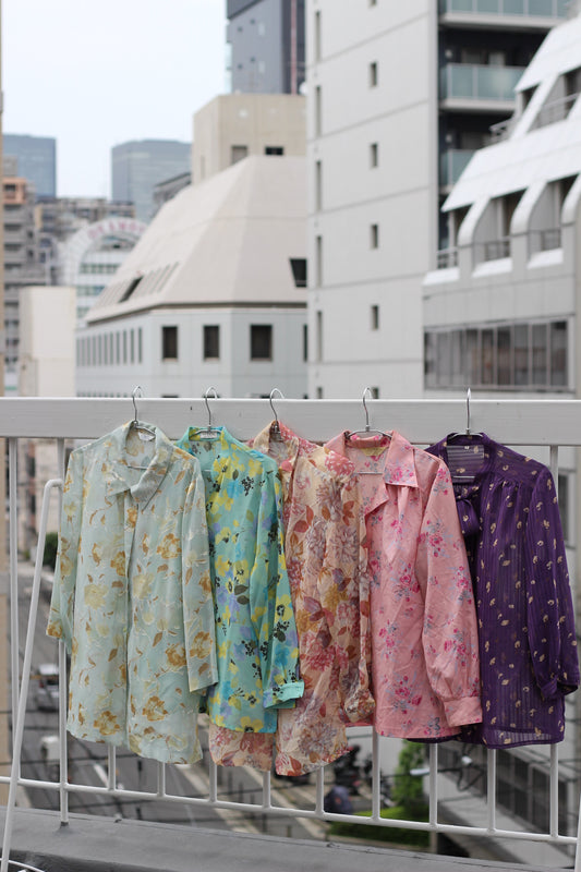 Vintage Sheer Floral Long Sleeve Blouse x10点