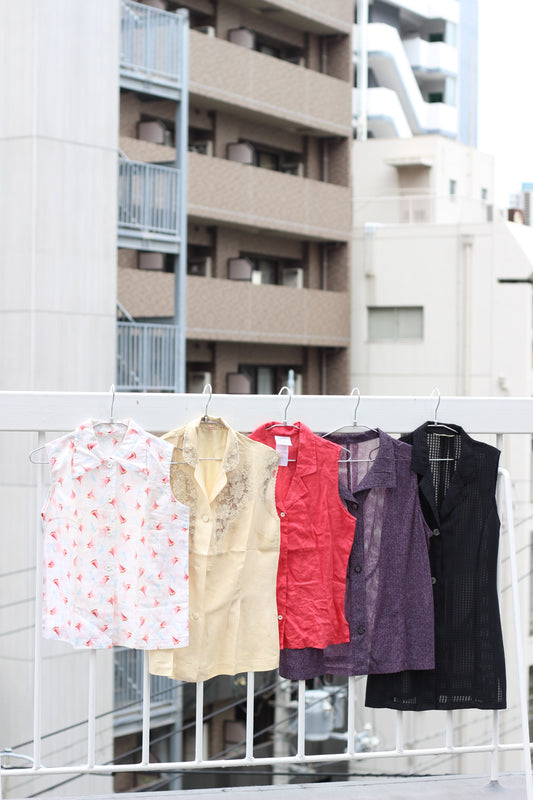 Vintage Design No Sleeve Shirt Blouse x5点