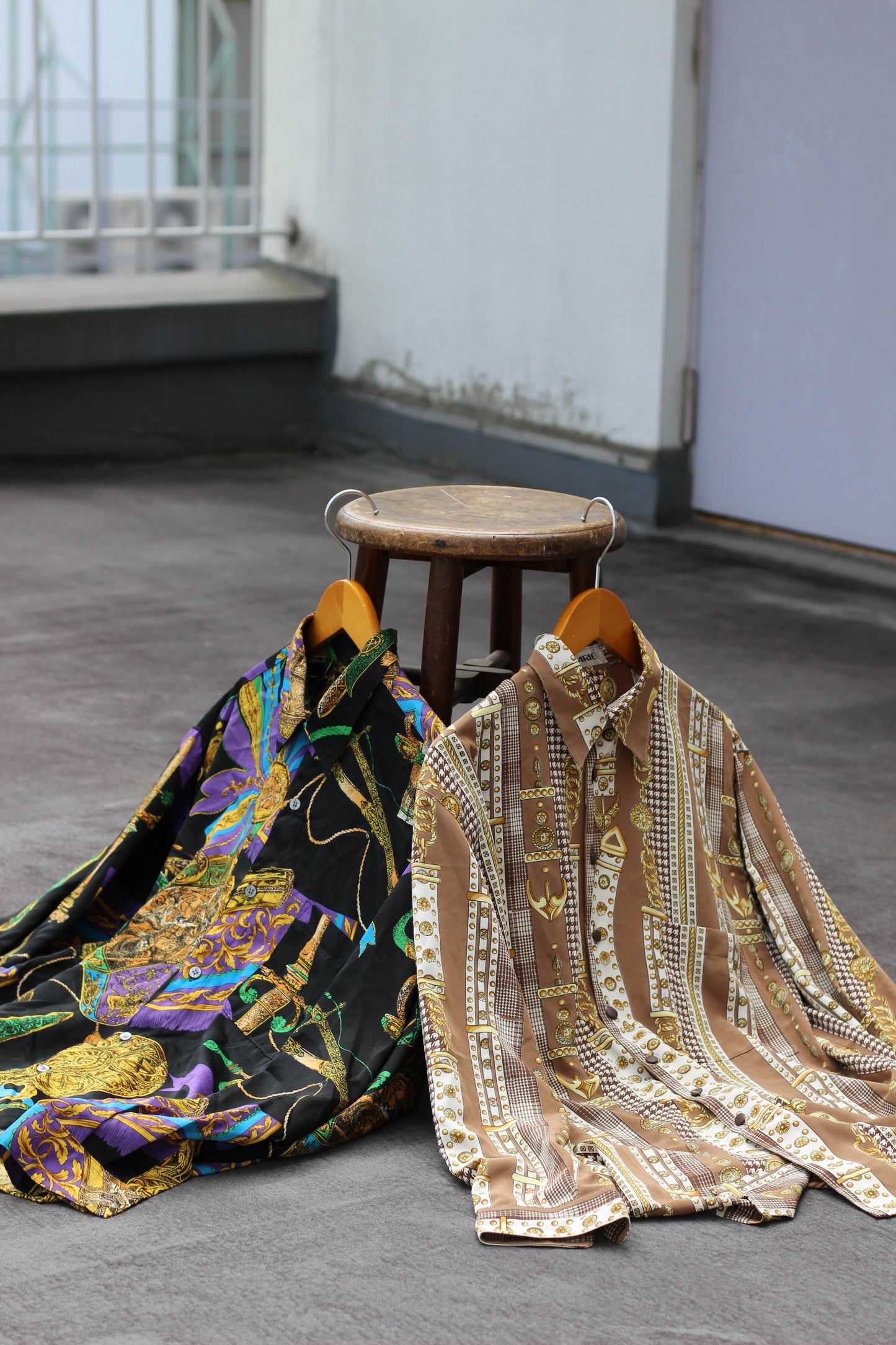 Men's Scarf pattern Long Sleeve Shirt x2点
