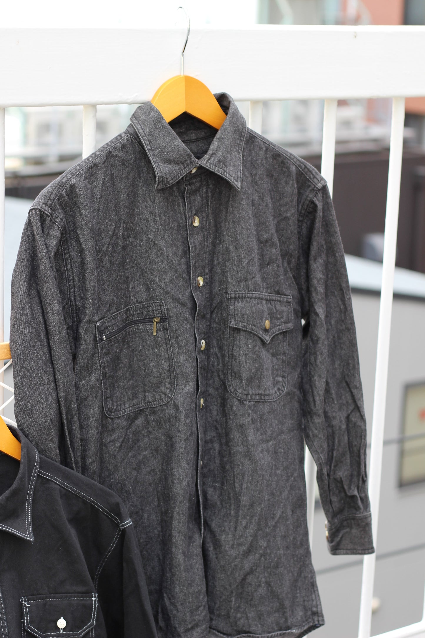 Men's Black Denim Shirt x4点