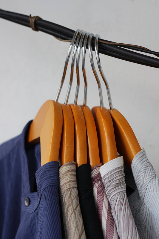 Men's Band Collar Long Sleeve Shirt x6点