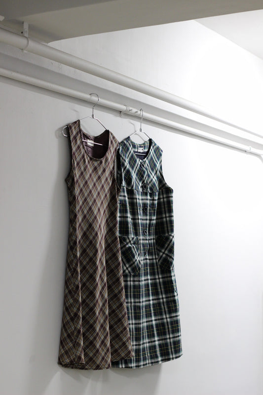 Vintage Check No Sleeve One-Piece x2点