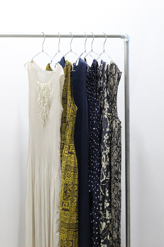 Vintage Design Pleats No Sleeve One-Piece x6点