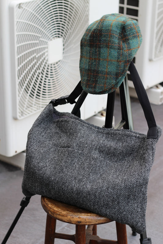 Harris Tweed Herringbone & Check Shoulder Bag & Hunting Cap set x2点