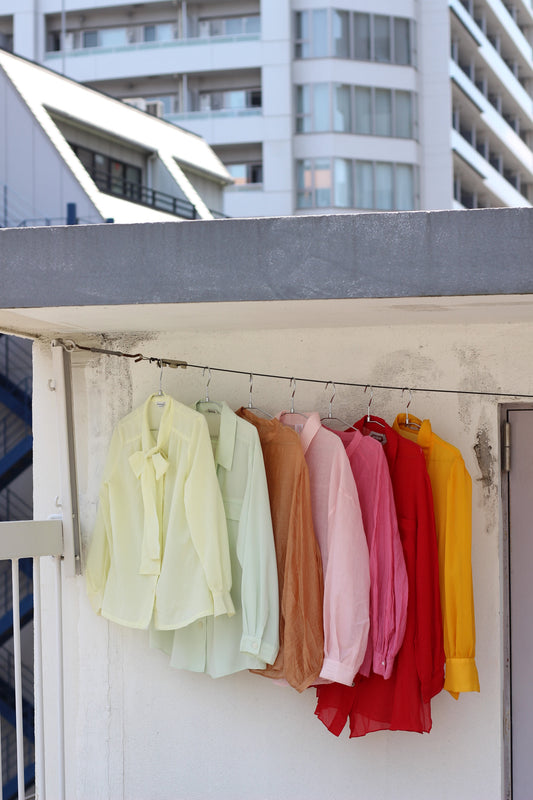 Vintage Sheer Colour Long Sleeve Blouse x10点