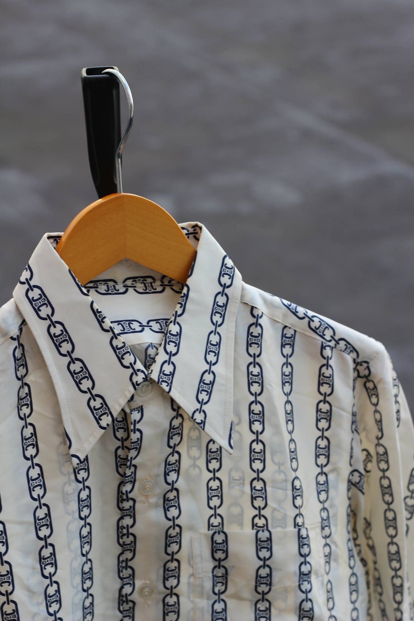 90's Hermes Carre Scarf Trim & Celine Triomphe Chain Pattern Long Sleeve Shirt set x2点