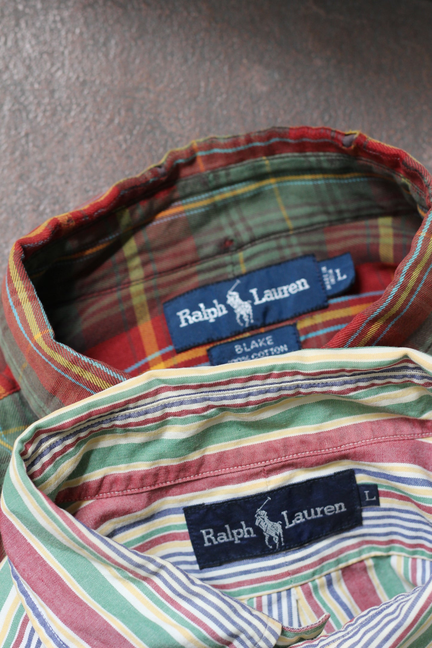 90's Ralph Lauren Stripe & Checke Long Sleeve Shirt x2点
