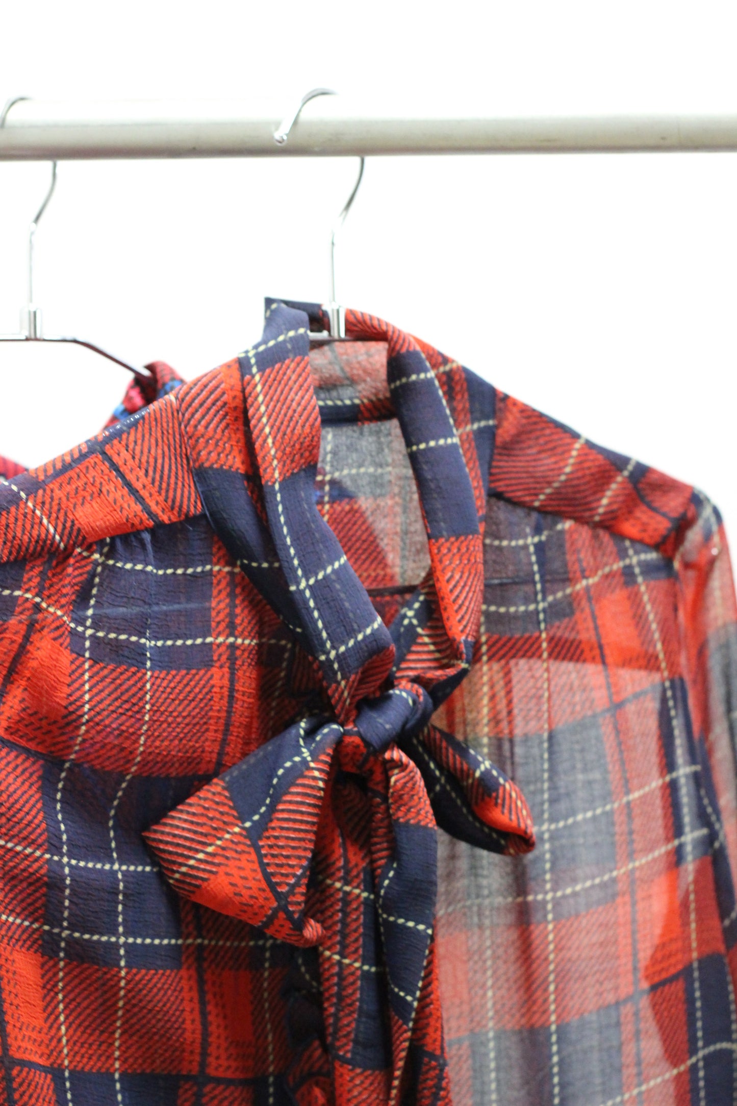 Vintage Design Check Long Sleeve Blouse x10点