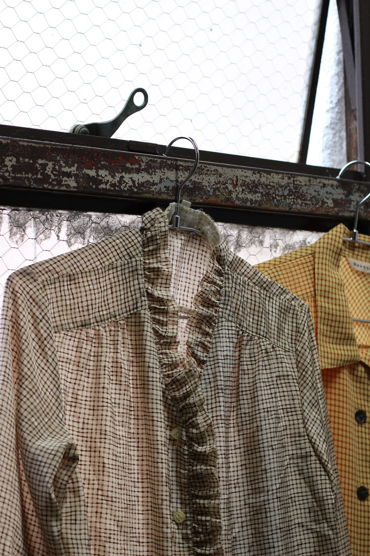 Vintage Design Check Long Sleeve Blouse x10点