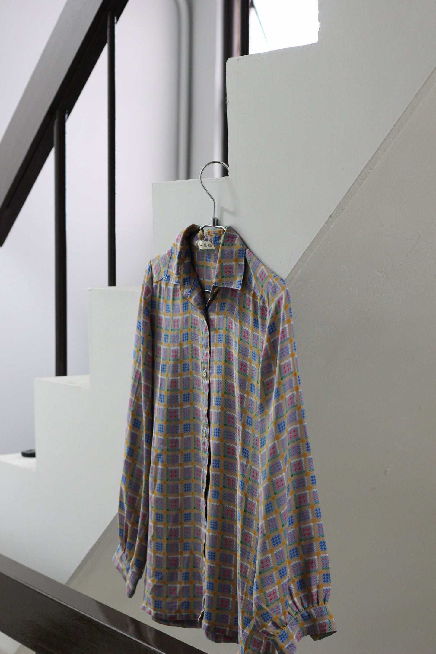 Vintage Design Check Long Sleeve Blouse x10点