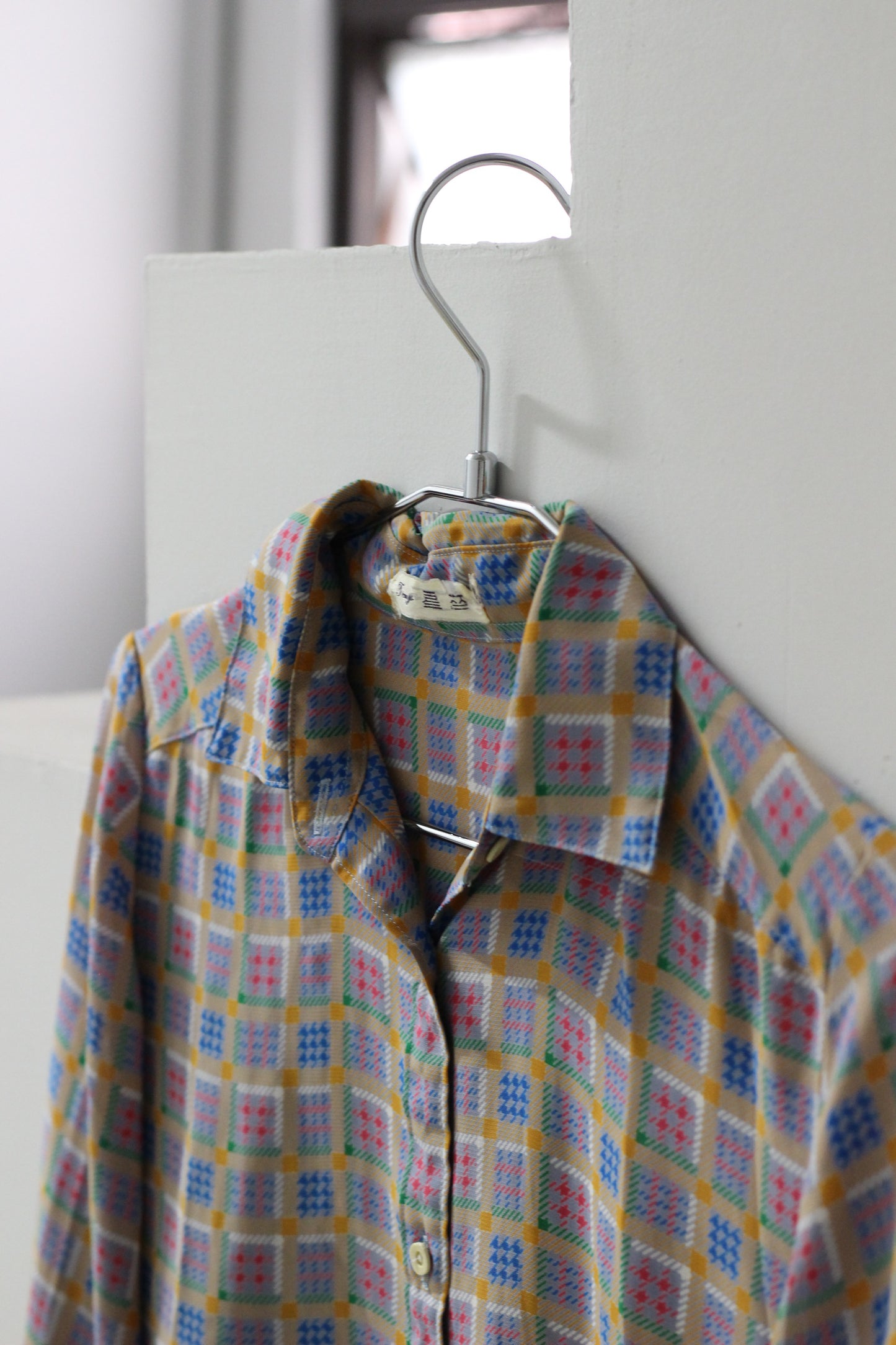 Vintage Design Check Long Sleeve Blouse x10点