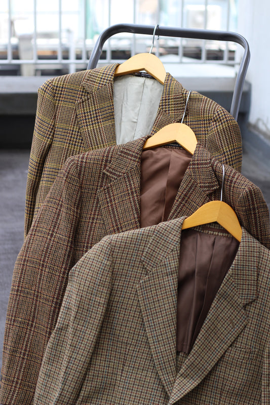 Men's High-Grade Brown Check Tailored Jacket x11点