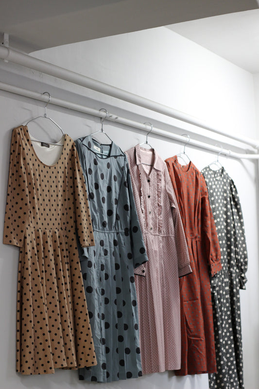 Vintage Dot Long Sleeve One-Piece x10点