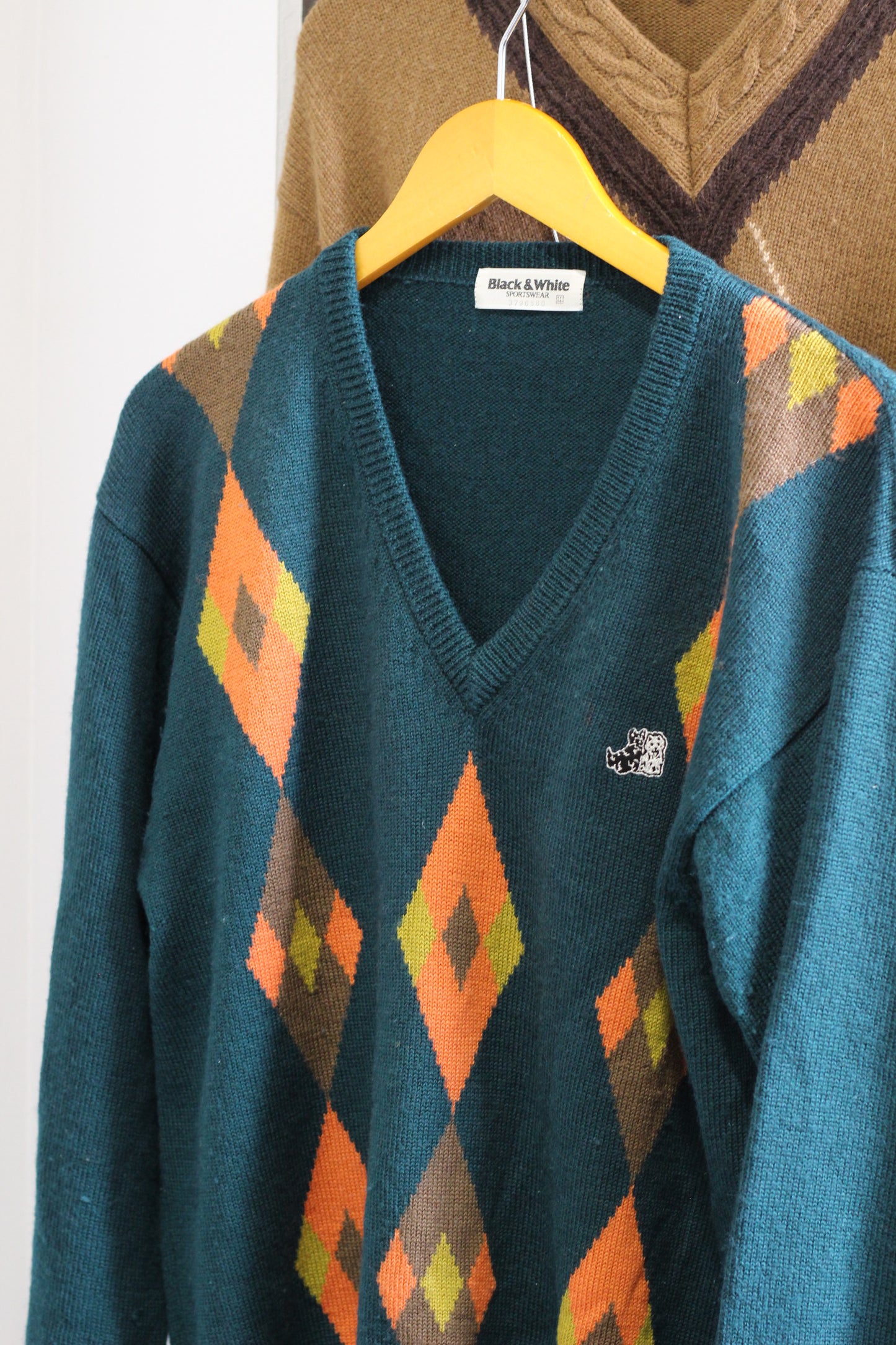 Men's Argyle Check V-Neck Sweater x5点
