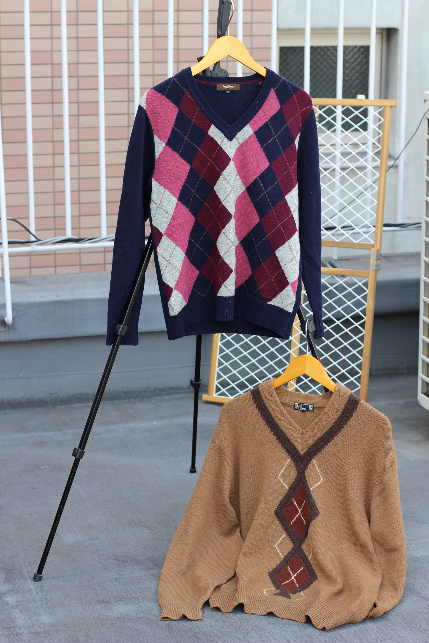 Men's Argyle Check V-Neck Sweater x5点
