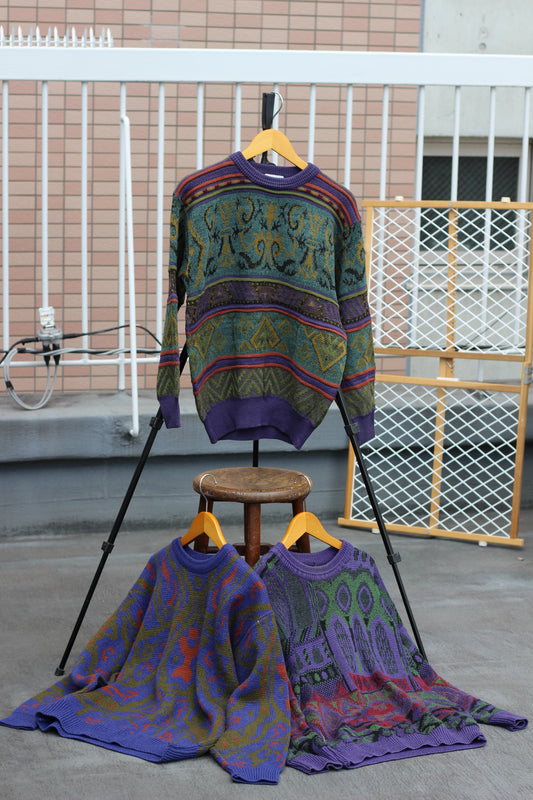 Vintage Men's Purple Design Knit x5点