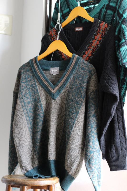 Vintage Design V-Neck Knit x5点