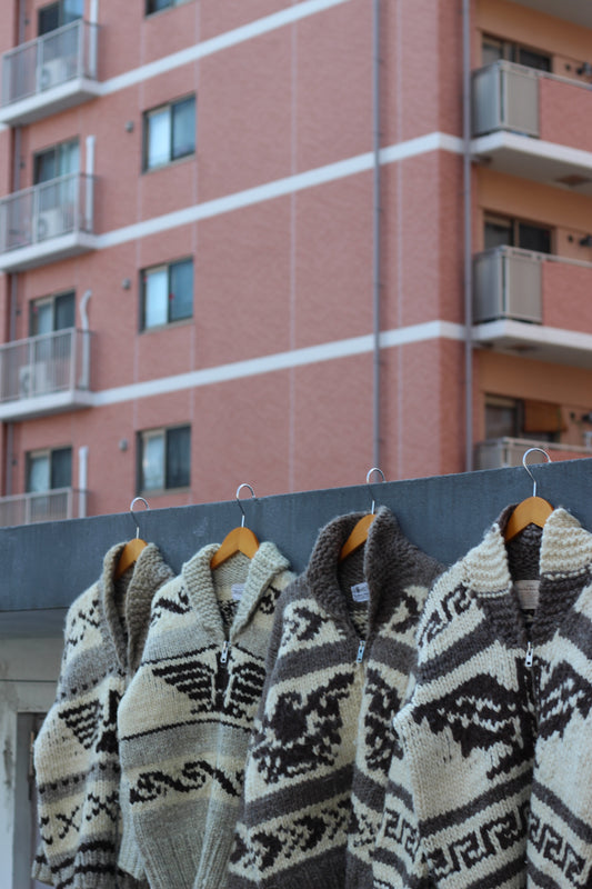 Made In Canada Vintage Cowichan Thunderbird Pattern Zip-Up Sweater set x4点