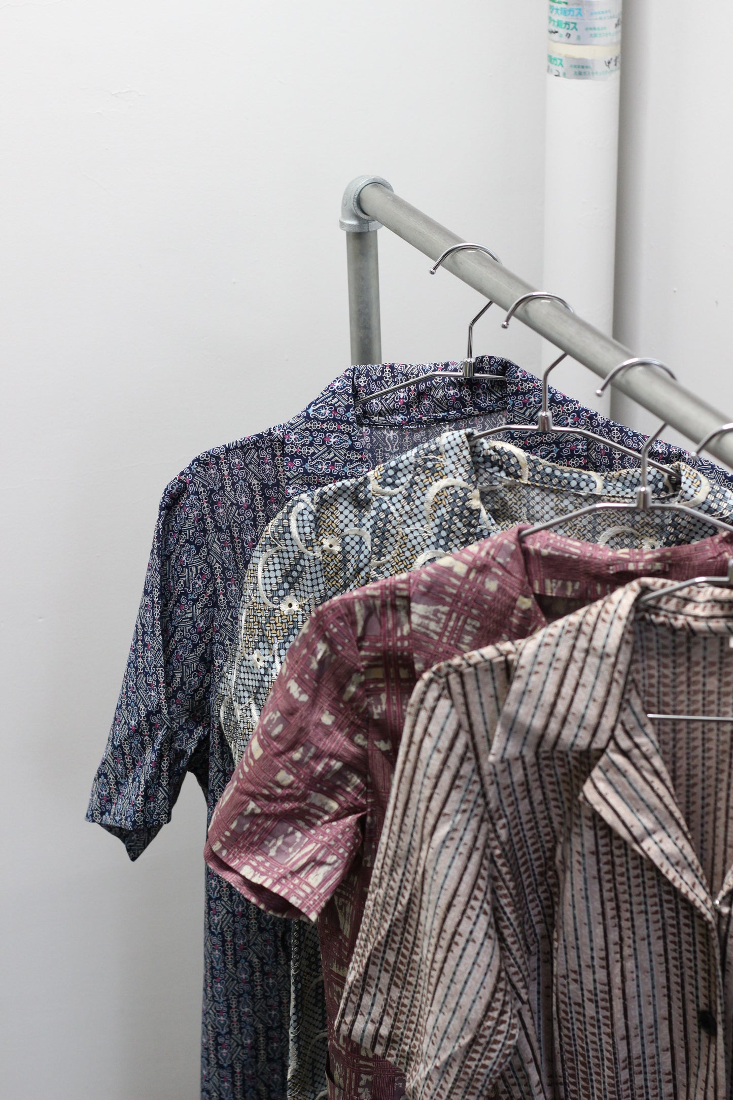 Vintage Open Collar Short Sleeve Shirt One-Piece x4点