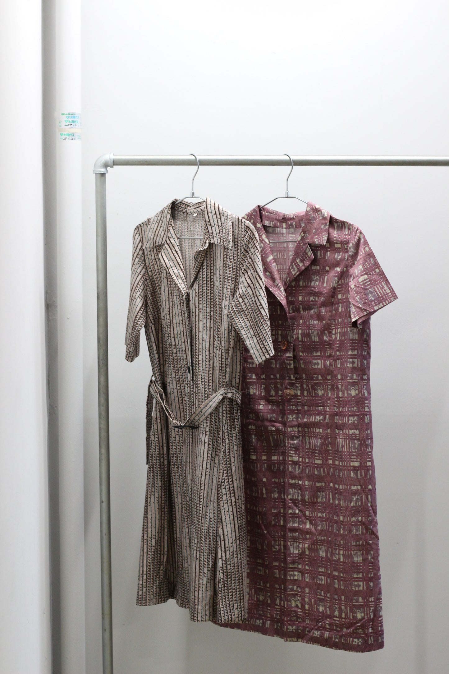 Vintage Open Collar Short Sleeve Shirt One-Piece x4点