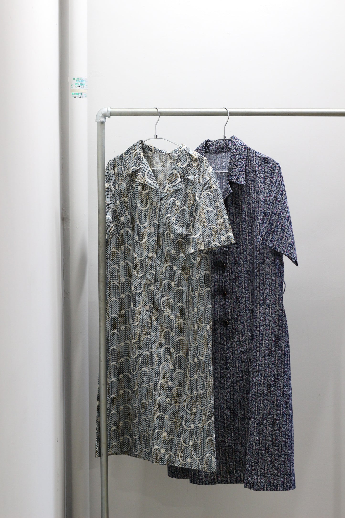 Vintage Open Collar Short Sleeve Shirt One-Piece x4点