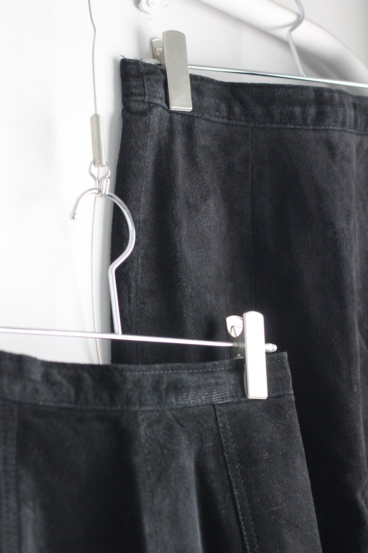 Vintage Black Suede Leather Skirt x3点