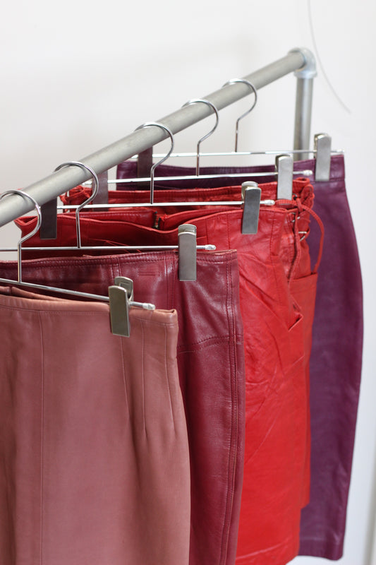 Vintage Red Purple Leather Skirt x5点
