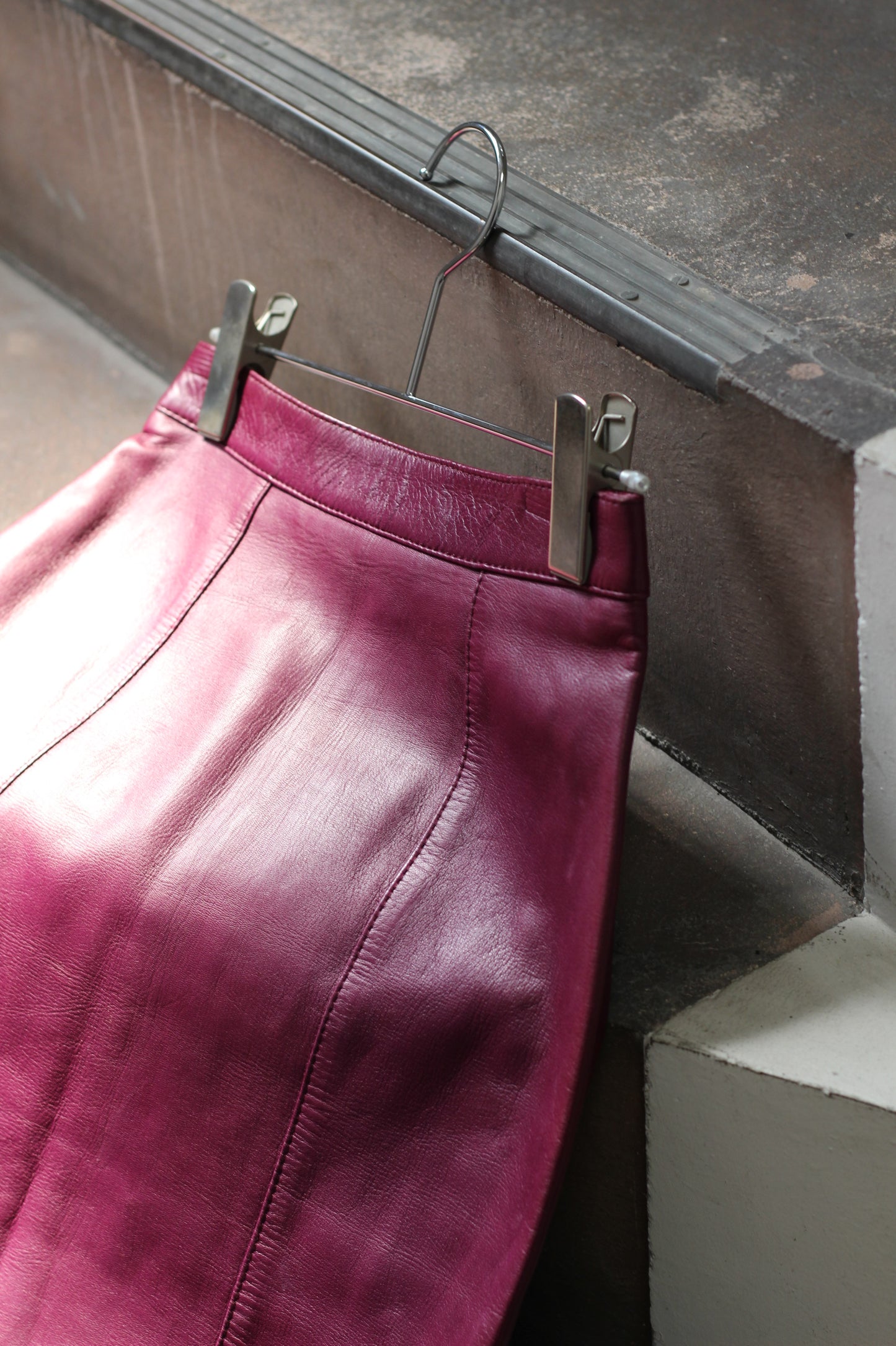 Vintage Red Purple Leather Skirt x5点