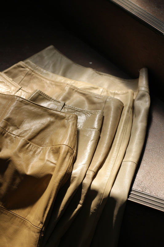 Vintage Beige Leather Skirt x5点