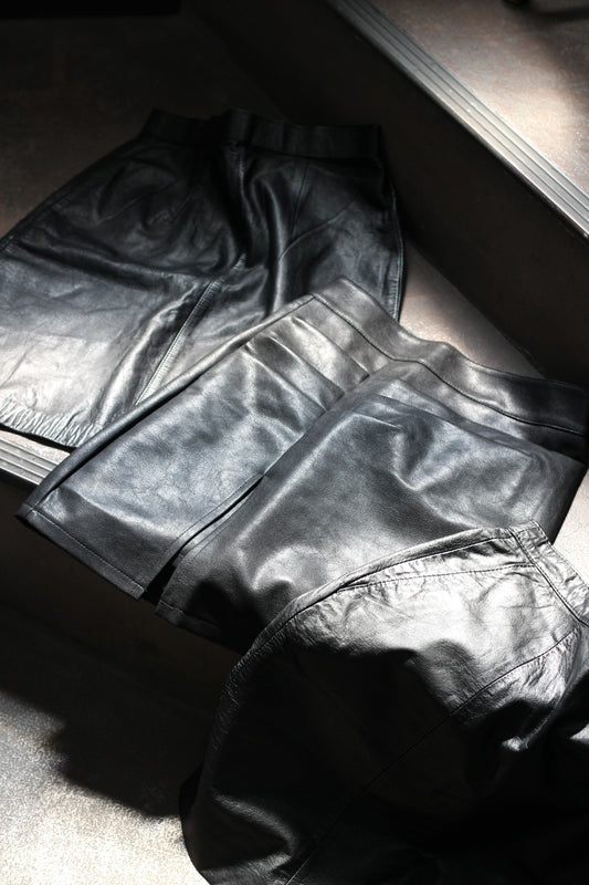 Vintage Y2K Black Leather Mini&Midi Skirt x10点
